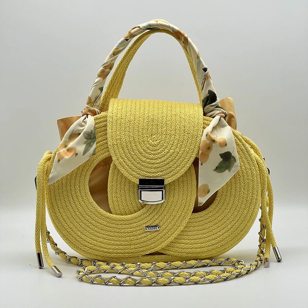 Citromsárga EVA Infinity limitált designer női táska egymásba fonódó karika mintával a NADRI Bags kollekcióból.