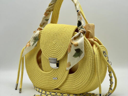 Citromsárga EVA Infinity limitált designer női táska egymásba fonódó karika mintával a NADRI Bags kollekcióból.