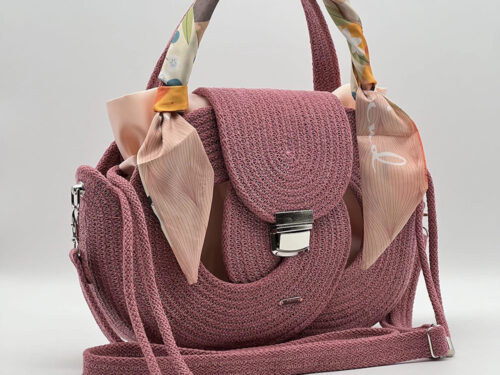 Rózsaszín EVA Infinity limitált designer női táska egymásba fonódó karika mintával a NADRI Bags kollekcióból.