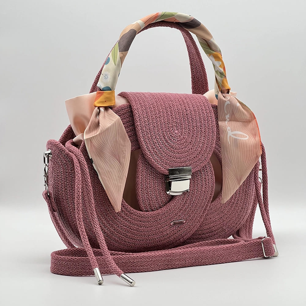 Rózsaszín EVA Infinity limitált designer női táska egymásba fonódó karika mintával a NADRI Bags kollekcióból.