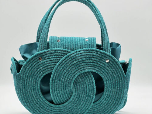 Zöld EVA Infinity limitált designer női táska egymásba fonódó karika mintával a NADRI Bags kollekcióból.