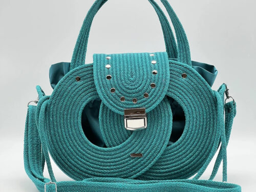 Zöld EVA Infinity limitált designer női táska egymásba fonódó karika mintával a NADRI Bags kollekcióból.