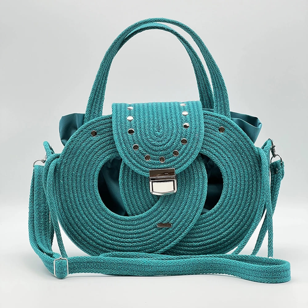 Zöld EVA Infinity limitált designer női táska egymásba fonódó karika mintával a NADRI Bags kollekcióból.