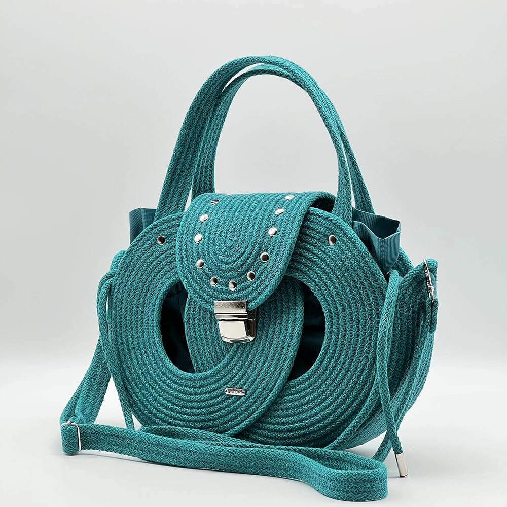 Zöld EVA Infinity limitált designer női táska egymásba fonódó karika mintával a NADRI Bags kollekcióból.