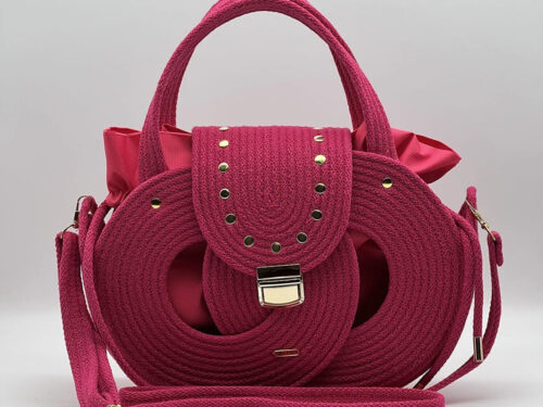Fukszia pink EVA Infinity limitált designer női táska egymásba fonódó karika mintával a NADRI Bags kollekcióból.