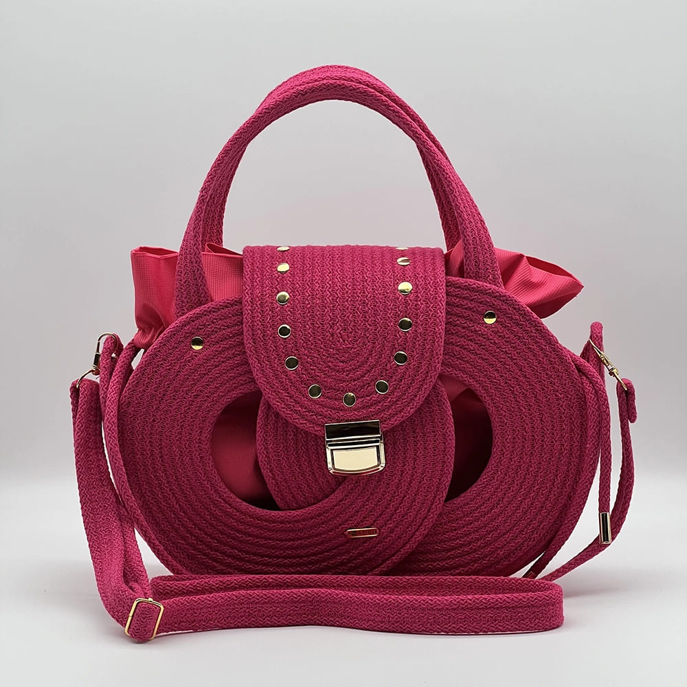 Fukszia pink EVA Infinity limitált designer női táska egymásba fonódó karika mintával a NADRI Bags kollekcióból.