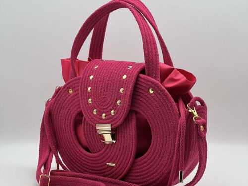 Fukszia pink EVA Infinity limitált designer női táska egymásba fonódó karika mintával a NADRI Bags kollekcióból.