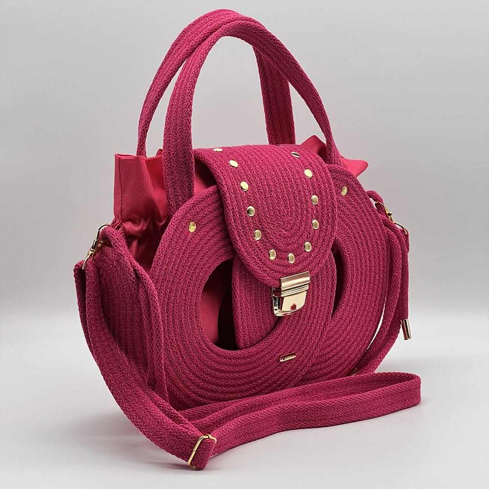 Fukszia pink EVA Infinity limitált designer női táska egymásba fonódó karika mintával a NADRI Bags kollekcióból.
