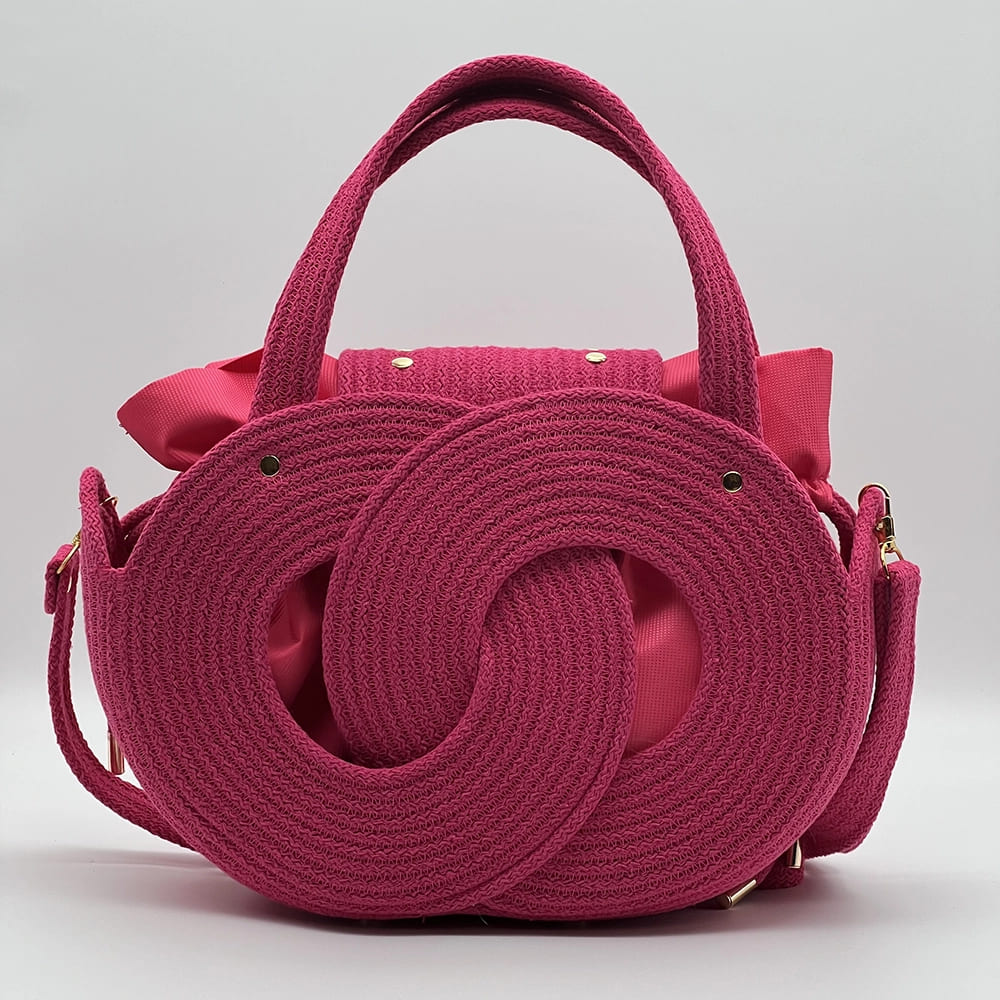 Fukszia pink EVA Infinity limitált designer női táska egymásba fonódó karika mintával a NADRI Bags kollekcióból.