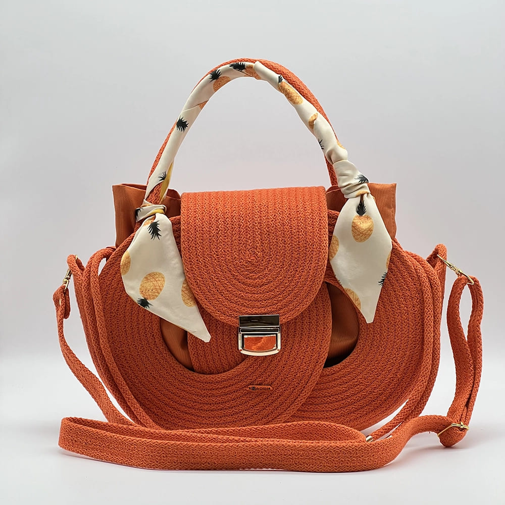 Narancssárga EVA Infinity limitált designer női táska egymásba fonódó karika mintával a NADRI Bags kollekcióból.