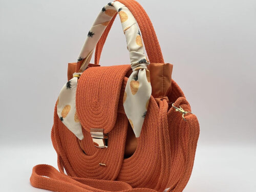 Narancssárga EVA Infinity limitált designer női táska egymásba fonódó karika mintával a NADRI Bags kollekcióból.